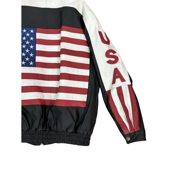 Oscar Piel American Flag MAGA Leather Jacket  Perfect Leather USA Mens Large VTG - Picture 8 of 16